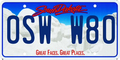 SD license plate 0SWW80