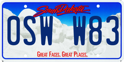 SD license plate 0SWW83
