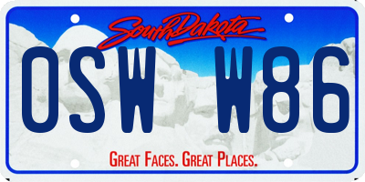SD license plate 0SWW86