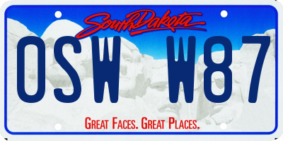 SD license plate 0SWW87