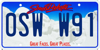 SD license plate 0SWW91