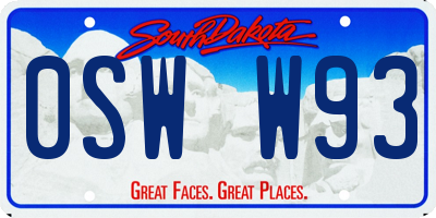 SD license plate 0SWW93