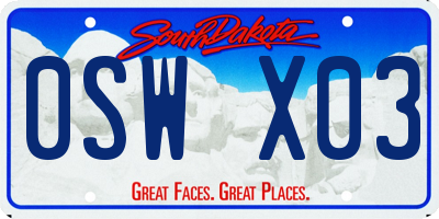 SD license plate 0SWX03