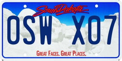 SD license plate 0SWX07