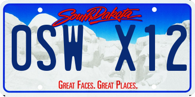 SD license plate 0SWX12
