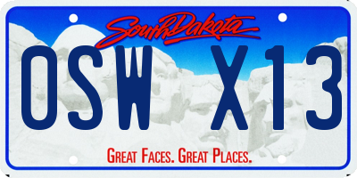 SD license plate 0SWX13