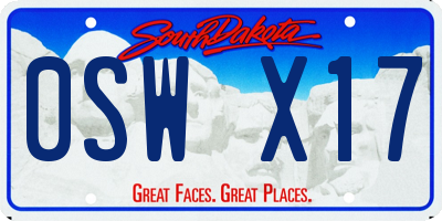 SD license plate 0SWX17