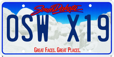 SD license plate 0SWX19