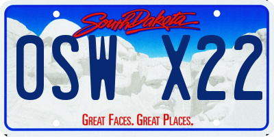 SD license plate 0SWX22