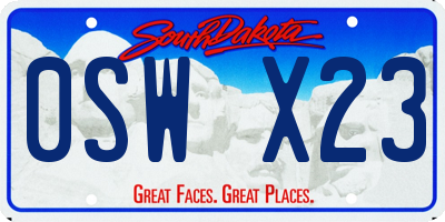SD license plate 0SWX23