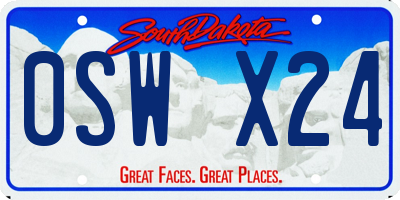 SD license plate 0SWX24