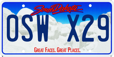 SD license plate 0SWX29