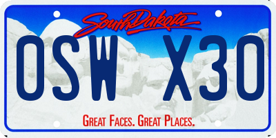 SD license plate 0SWX30