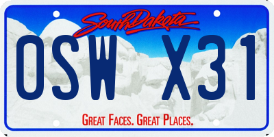 SD license plate 0SWX31