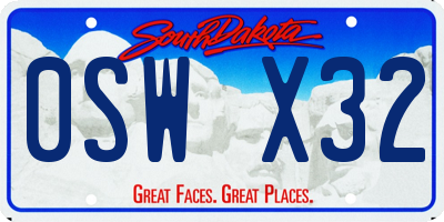 SD license plate 0SWX32