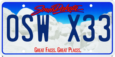 SD license plate 0SWX33