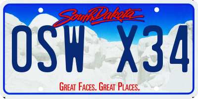 SD license plate 0SWX34