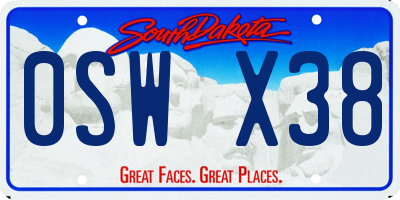 SD license plate 0SWX38