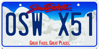 SD license plate 0SWX51