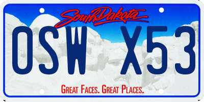 SD license plate 0SWX53