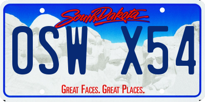 SD license plate 0SWX54