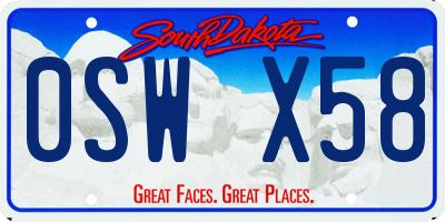SD license plate 0SWX58