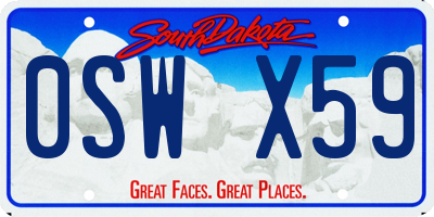 SD license plate 0SWX59