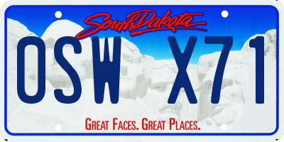 SD license plate 0SWX71