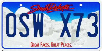 SD license plate 0SWX73