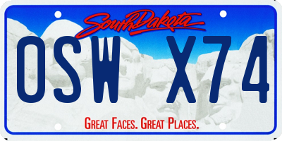 SD license plate 0SWX74
