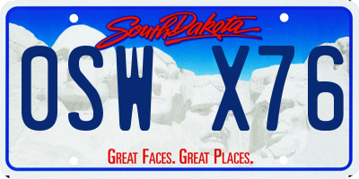 SD license plate 0SWX76