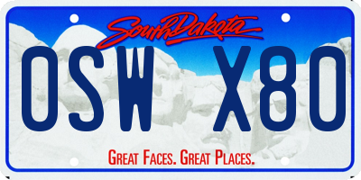 SD license plate 0SWX80