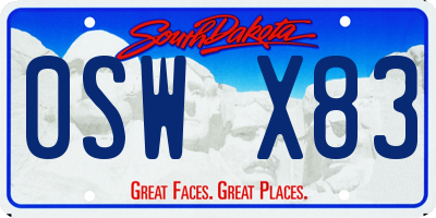 SD license plate 0SWX83