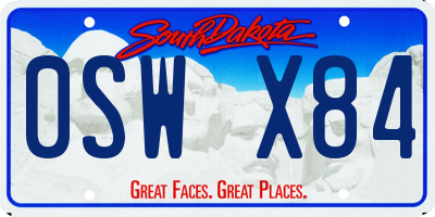 SD license plate 0SWX84