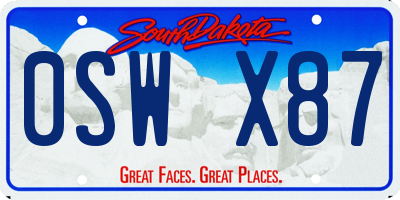 SD license plate 0SWX87