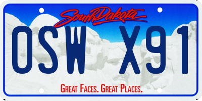 SD license plate 0SWX91