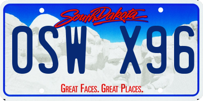 SD license plate 0SWX96