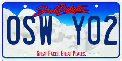 SD license plate 0SWY02