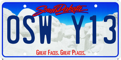 SD license plate 0SWY13