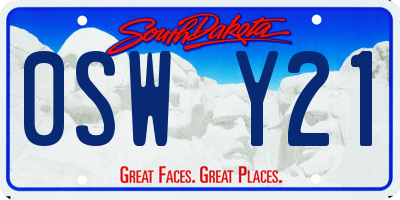 SD license plate 0SWY21