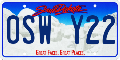 SD license plate 0SWY22