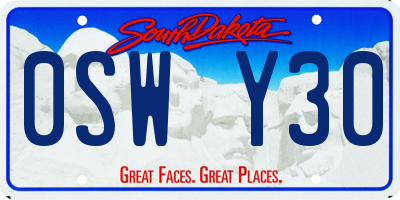 SD license plate 0SWY30