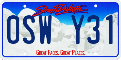 SD license plate 0SWY31