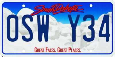 SD license plate 0SWY34