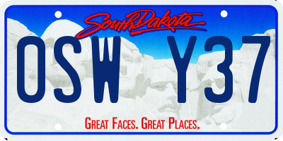SD license plate 0SWY37