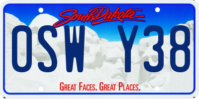 SD license plate 0SWY38