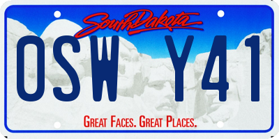 SD license plate 0SWY41