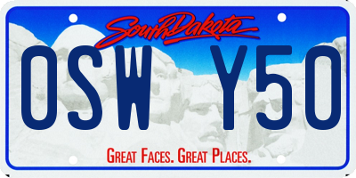 SD license plate 0SWY50
