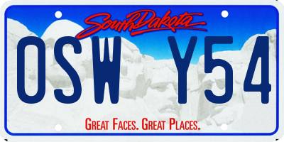 SD license plate 0SWY54