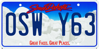 SD license plate 0SWY63